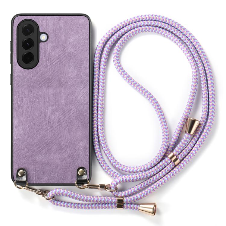 For Samsung Galaxy A37 5G Vintage Leather PC Back Cover Phone Case with Crossbody Strap