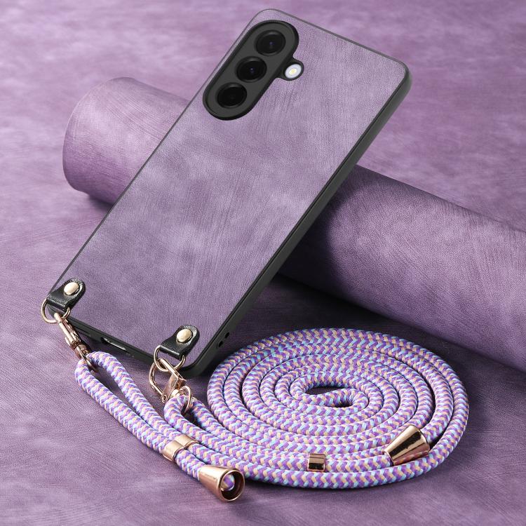 For Samsung Galaxy A37 5G Vintage Leather PC Back Cover Phone Case with Crossbody Strap