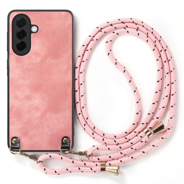 For Samsung Galaxy A57 5G Vintage Leather PC Back Cover Phone Case with Crossbody Strap