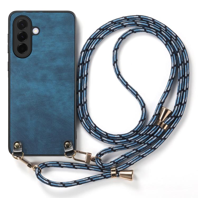 For Samsung Galaxy A57 5G Vintage Leather PC Back Cover Phone Case with Crossbody Strap