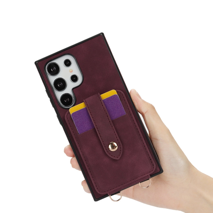 For Samsung Galaxy S23 Ultra 5G Skin Card Bag Crossbody Lanyard Phone Case
