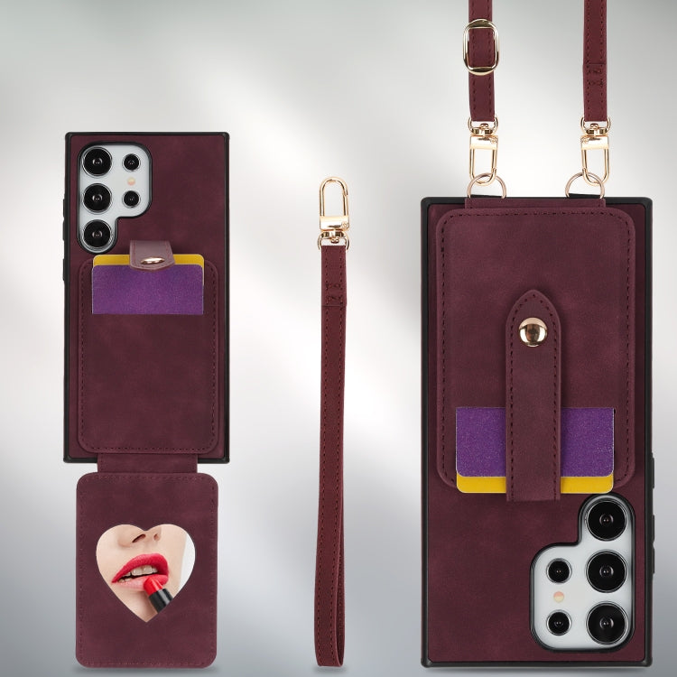 For Samsung Galaxy S24 Ultra 5G Skin Card Bag Crossbody Lanyard Phone Case