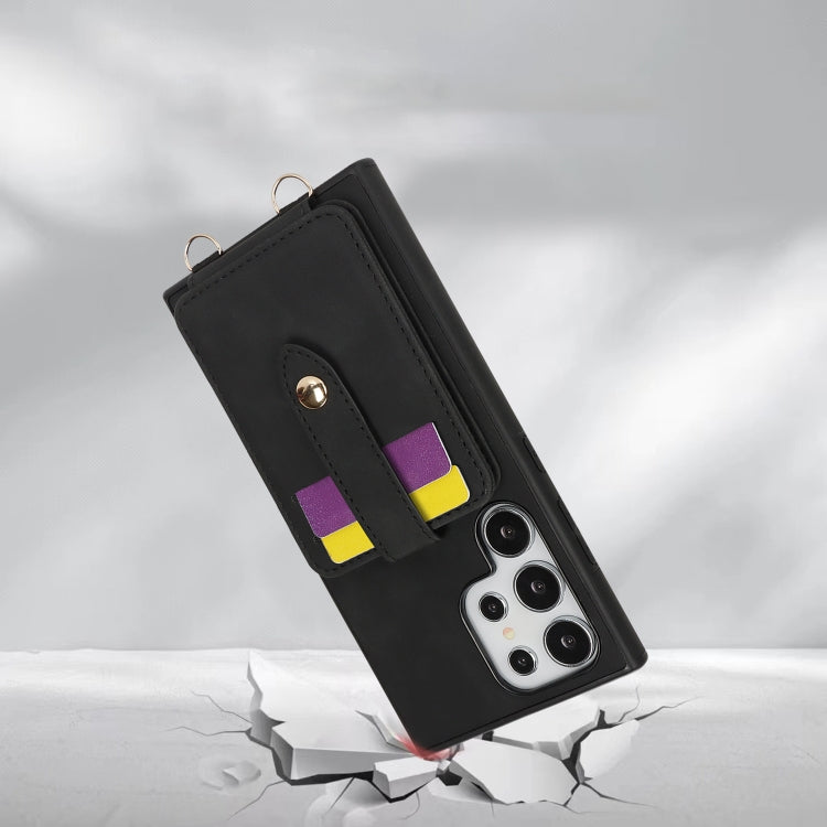 For Samsung Galaxy S24 Ultra 5G Skin Card Bag Crossbody Lanyard Phone Case