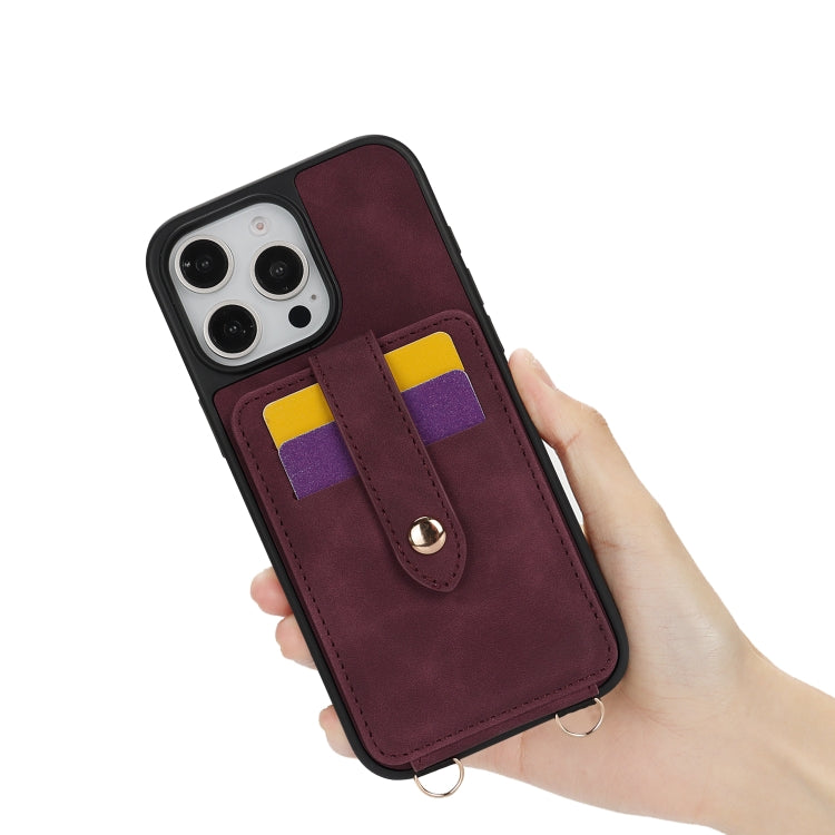 For iPhone 14 Pro Crossbody Skin Card Bag Lanyard Phone Case