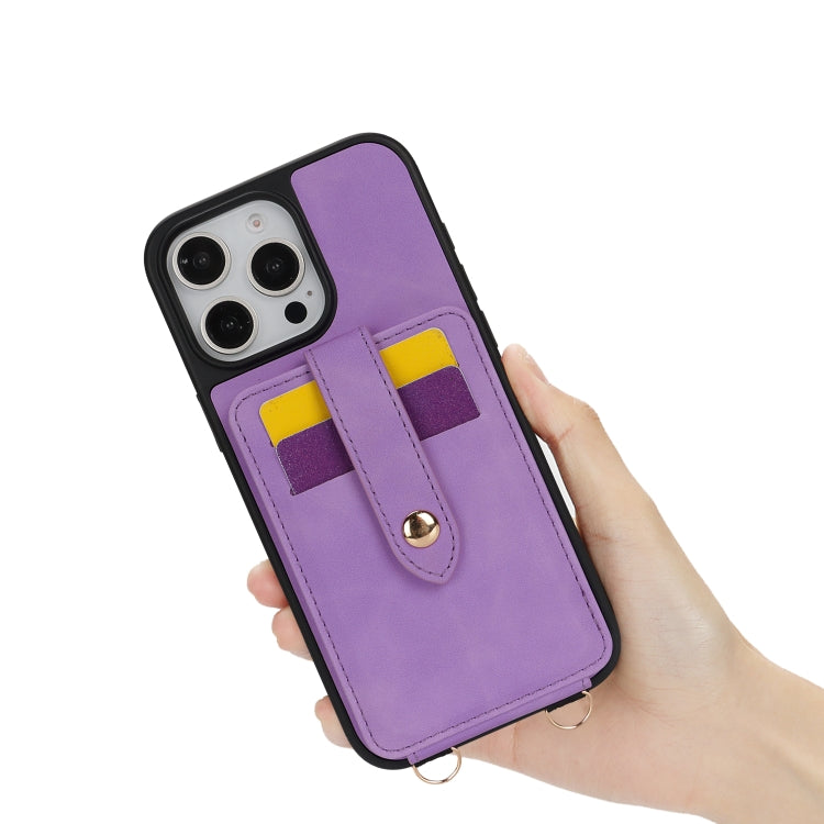 For iPhone 15 Crossbody Skin Card Bag Lanyard Phone Case