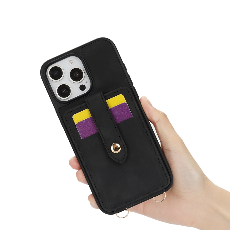 For iPhone 15 Crossbody Skin Card Bag Lanyard Phone Case