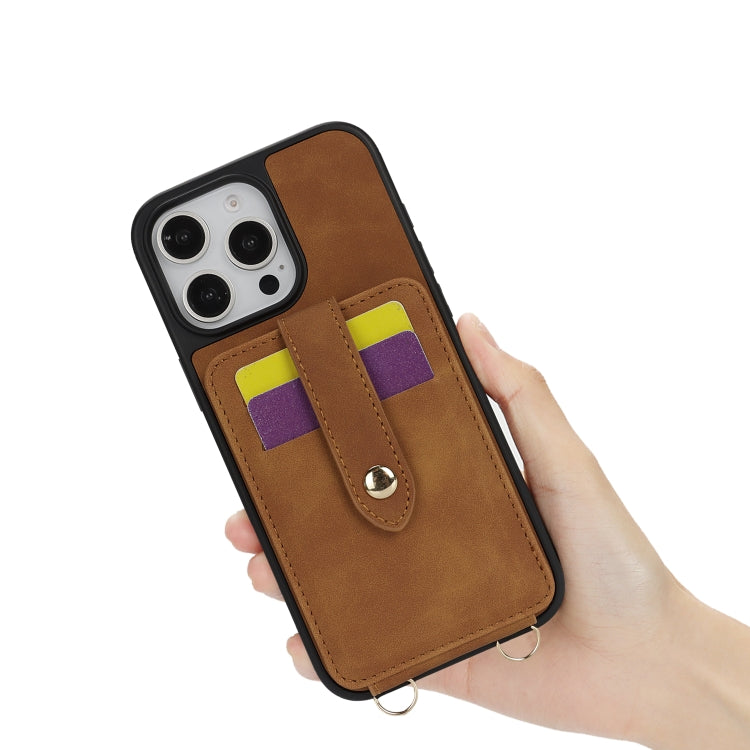 For iPhone 15 Crossbody Skin Card Bag Lanyard Phone Case
