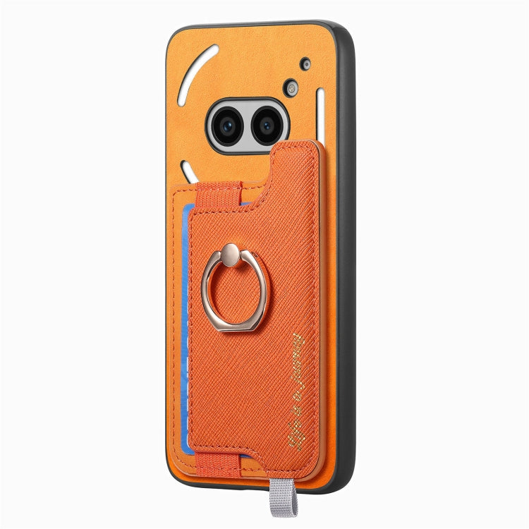 For Nothing Phone 2a Retro Magsafe Cross Leather Ring Holder Card Bag Phone Case
