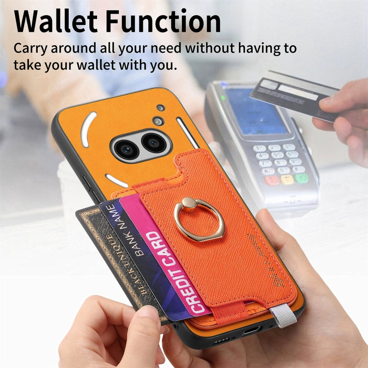 For Nothing Phone 2a Retro Magsafe Cross Leather Ring Holder Card Bag Phone Case