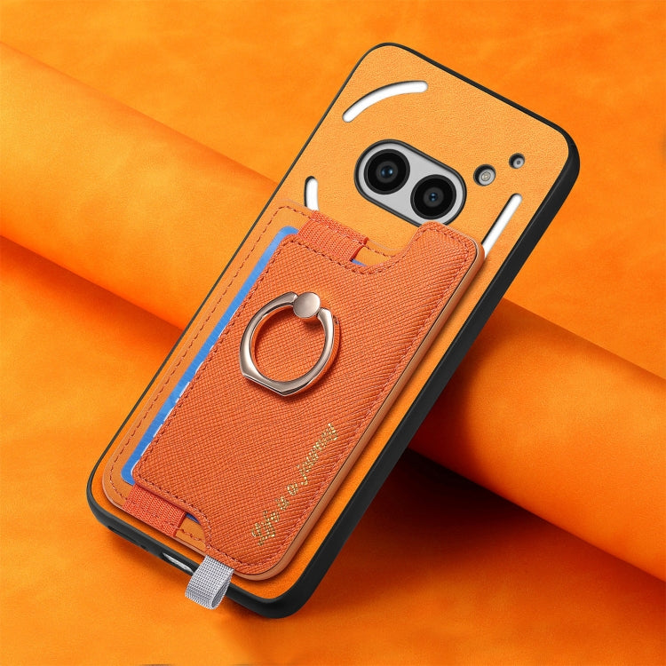 For Nothing Phone 2a Retro Magsafe Cross Leather Ring Holder Card Bag Phone Case