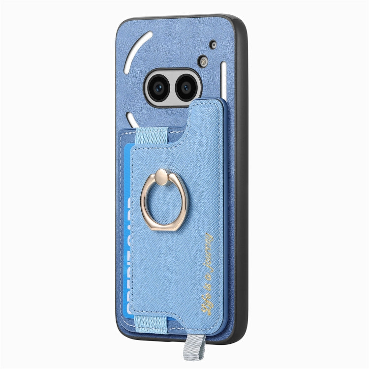 For Nothing Phone 2a Retro Magsafe Cross Leather Ring Holder Card Bag Phone Case