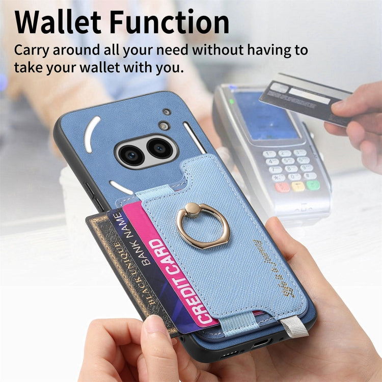 For Nothing Phone 2a Retro Magsafe Cross Leather Ring Holder Card Bag Phone Case