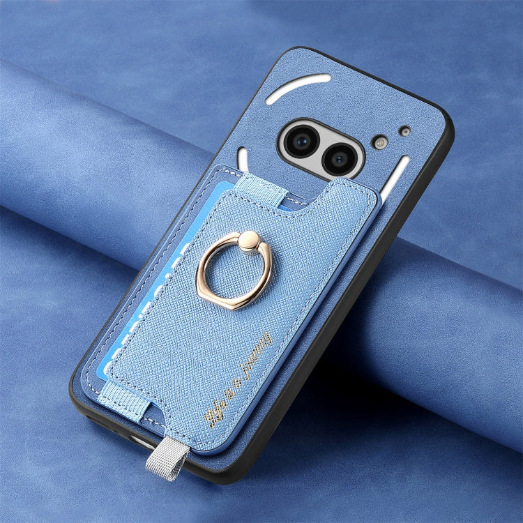 For Nothing Phone 2a Retro Magsafe Cross Leather Ring Holder Card Bag Phone Case