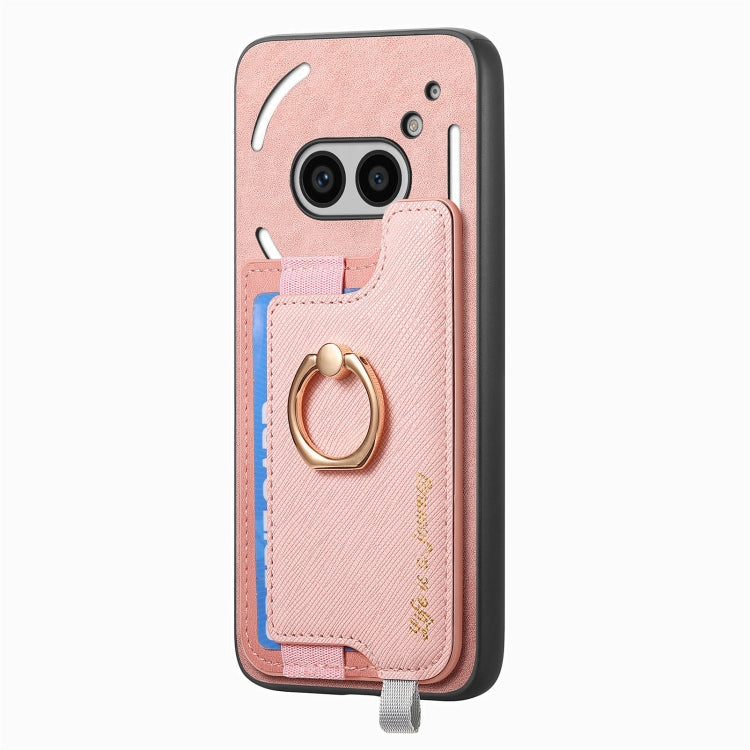 For Nothing Phone 2a Retro Magsafe Cross Leather Ring Holder Card Bag Phone Case
