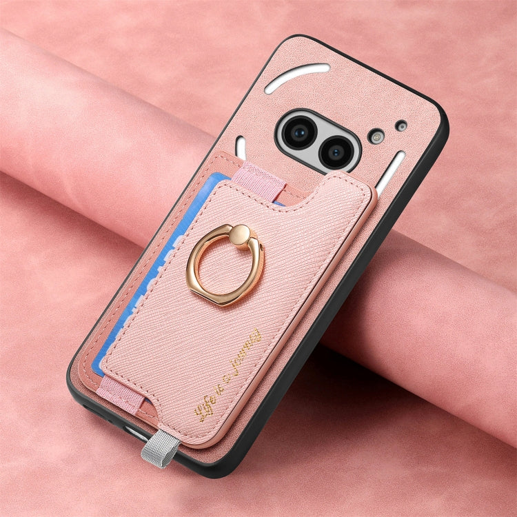 For Nothing Phone 2a Retro Magsafe Cross Leather Ring Holder Card Bag Phone Case