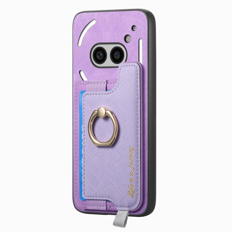 For Nothing Phone 2a Retro Magsafe Cross Leather Ring Holder Card Bag Phone Case
