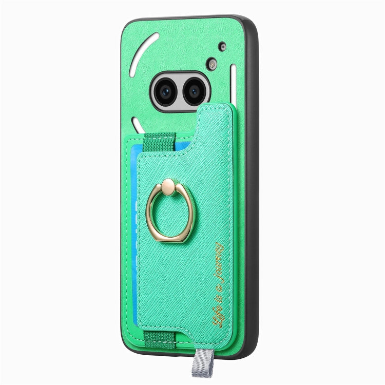 For Nothing Phone 2a Retro Magsafe Cross Leather Ring Holder Card Bag Phone Case
