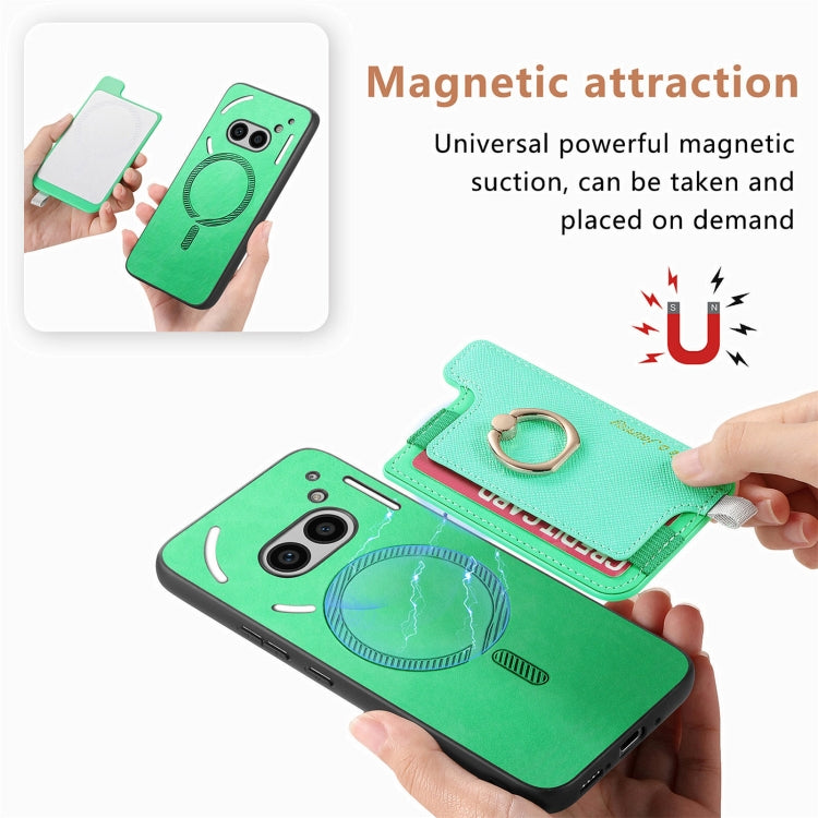 For Nothing Phone 2a Retro Magsafe Cross Leather Ring Holder Card Bag Phone Case
