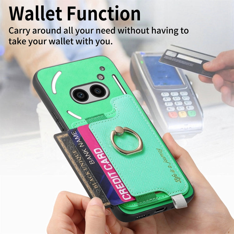 For Nothing Phone 2a Retro Magsafe Cross Leather Ring Holder Card Bag Phone Case