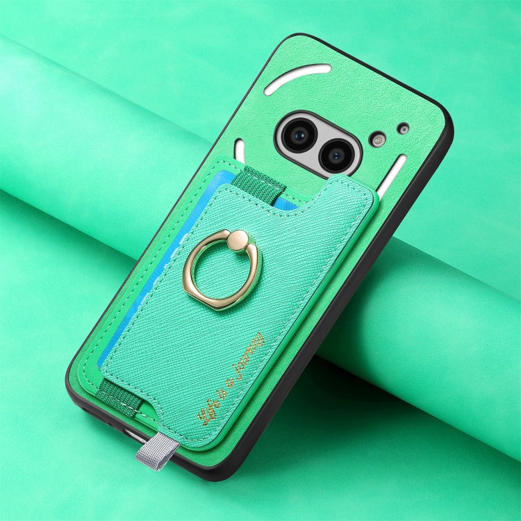 For Nothing Phone 2a Retro Magsafe Cross Leather Ring Holder Card Bag Phone Case