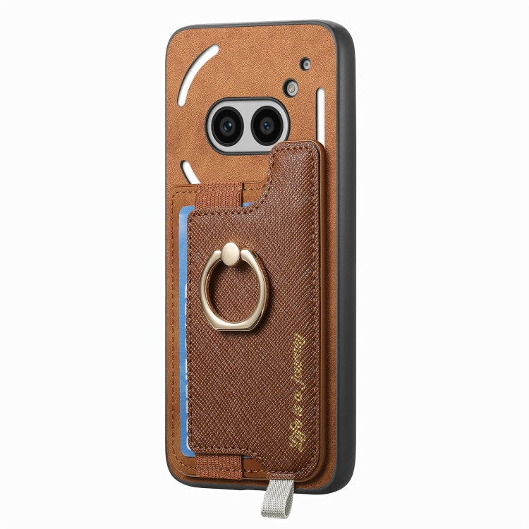 For Nothing Phone 2a Retro Magsafe Cross Leather Ring Holder Card Bag Phone Case