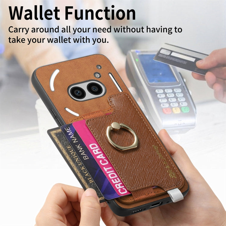 For Nothing Phone 2a Retro Magsafe Cross Leather Ring Holder Card Bag Phone Case