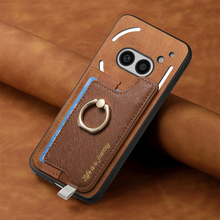 For Nothing Phone 2a Retro Magsafe Cross Leather Ring Holder Card Bag Phone Case