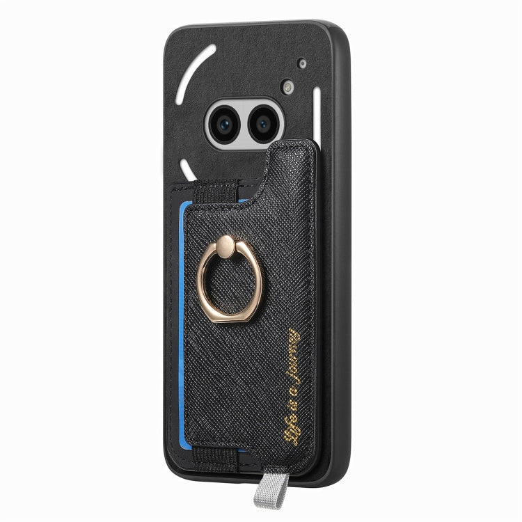 For Nothing Phone 2a Retro Magsafe Cross Leather Ring Holder Card Bag Phone Case