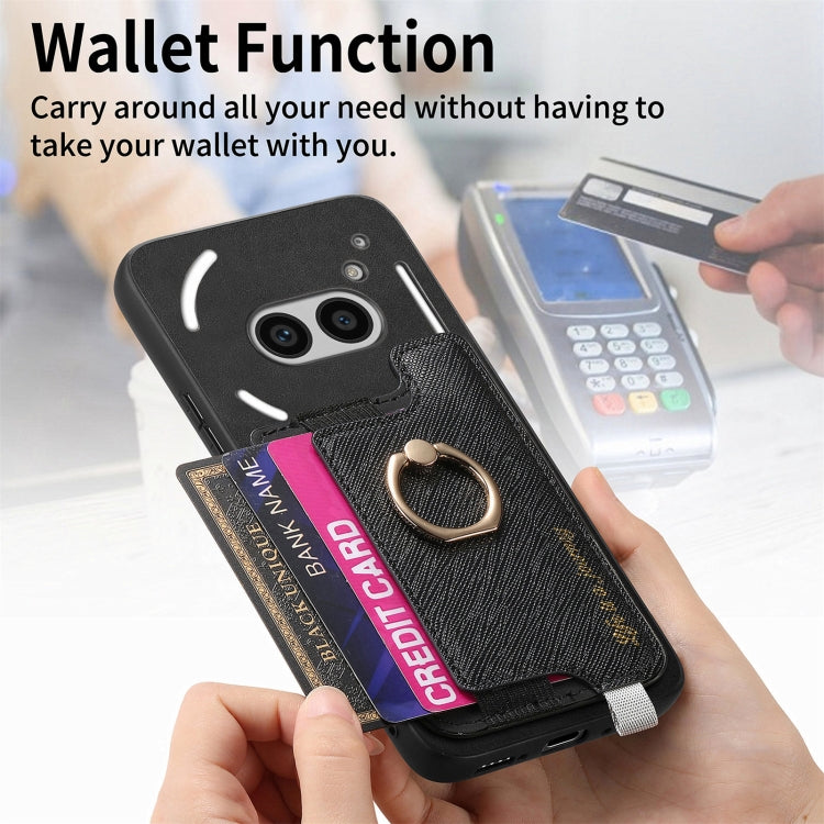 For Nothing Phone 2a Retro Magsafe Cross Leather Ring Holder Card Bag Phone Case