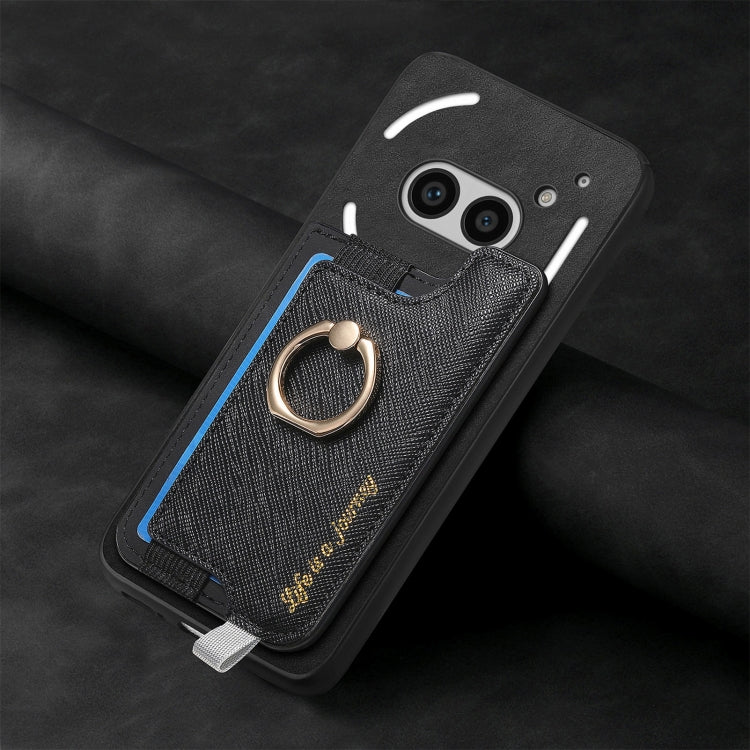 For Nothing Phone 2a Retro Magsafe Cross Leather Ring Holder Card Bag Phone Case