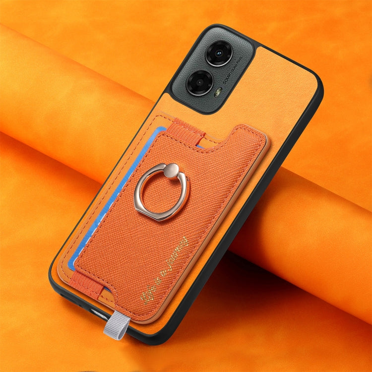 For Motorola Moto G 5G 2024 Retro Magsafe Cross Leather Ring Holder Card Bag Phone Case