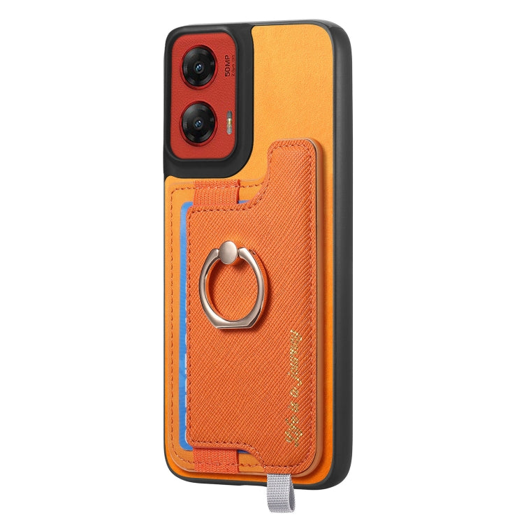 For Motorola Moto G Stylus 5G 2024 Retro Magsafe Cross Leather Ring Holder Card Bag Phone Case