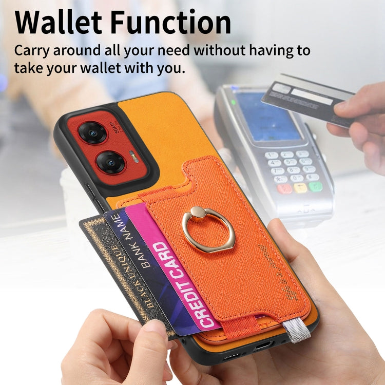 For Motorola Moto G Stylus 5G 2024 Retro Magsafe Cross Leather Ring Holder Card Bag Phone Case
