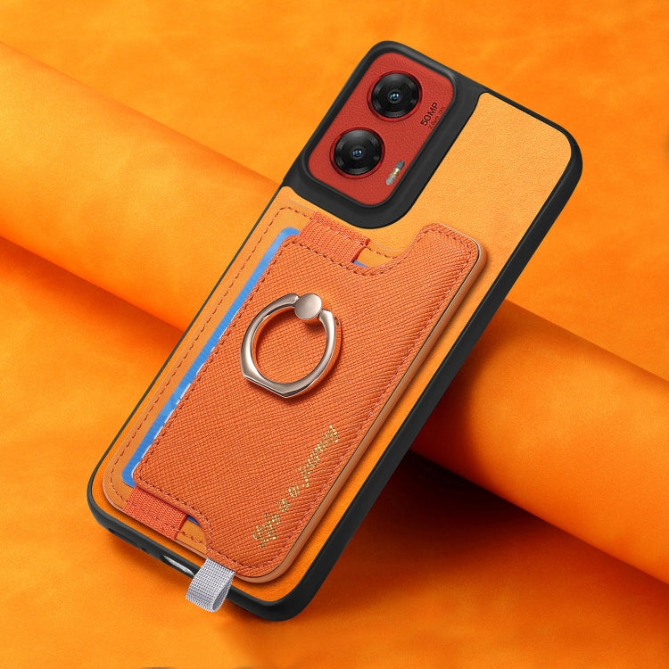 For Motorola Moto G Stylus 5G 2024 Retro Magsafe Cross Leather Ring Holder Card Bag Phone Case