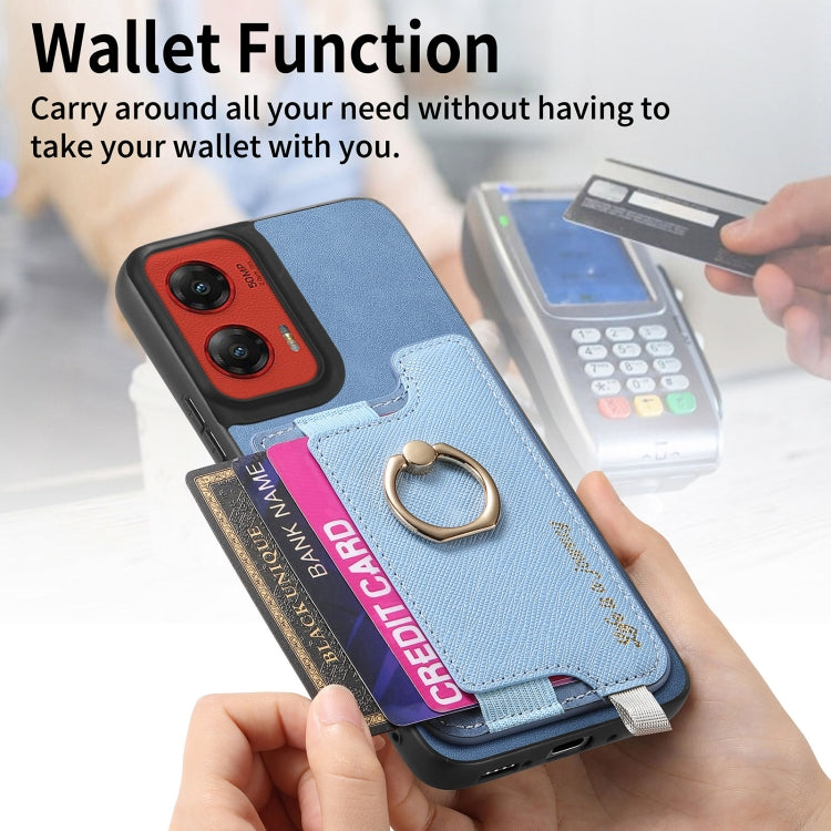 For Motorola Moto G Stylus 5G 2024 Retro Magsafe Cross Leather Ring Holder Card Bag Phone Case
