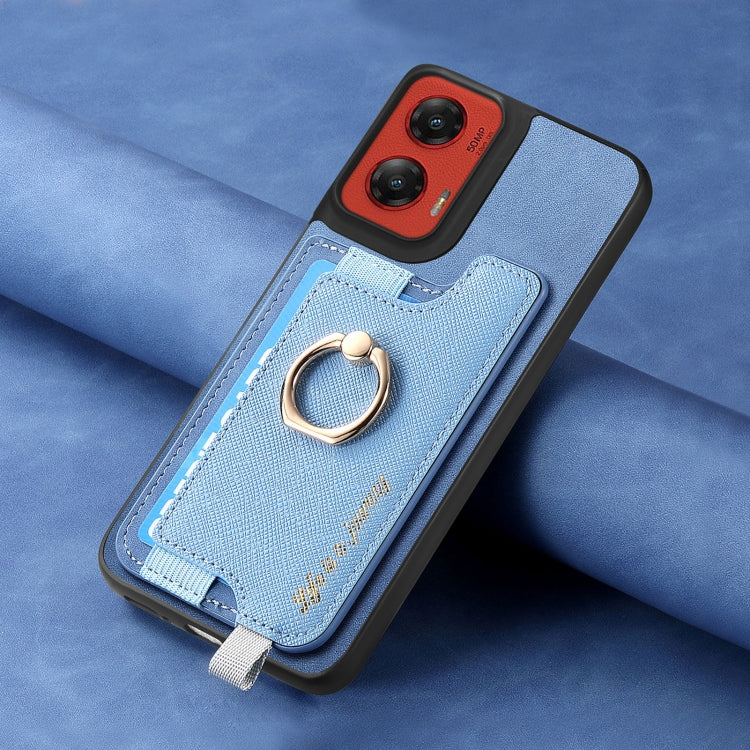 For Motorola Moto G Stylus 5G 2024 Retro Magsafe Cross Leather Ring Holder Card Bag Phone Case