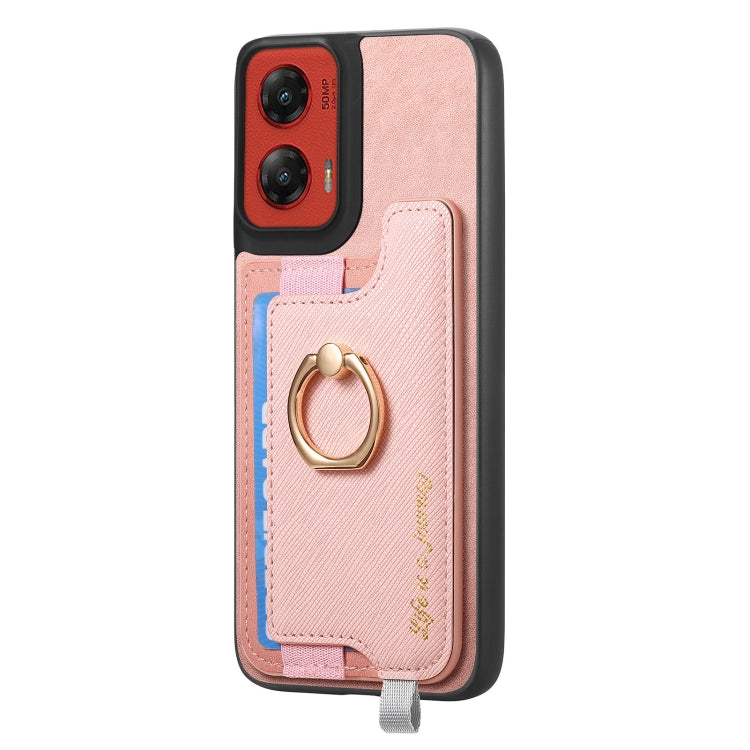 For Motorola Moto G Stylus 5G 2024 Retro Magsafe Cross Leather Ring Holder Card Bag Phone Case