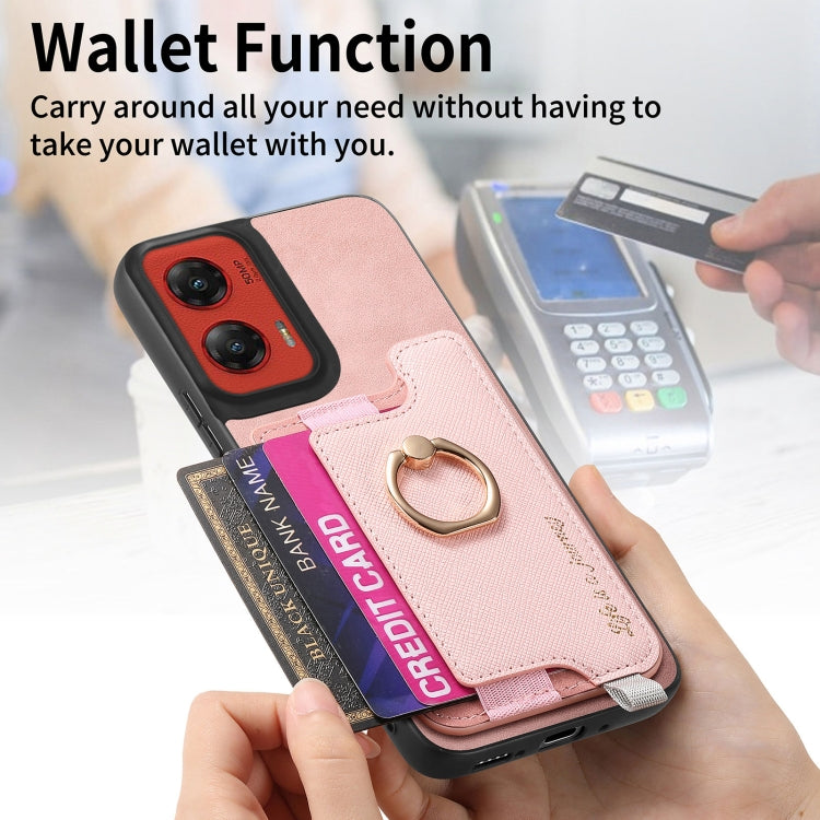 For Motorola Moto G Stylus 5G 2024 Retro Magsafe Cross Leather Ring Holder Card Bag Phone Case