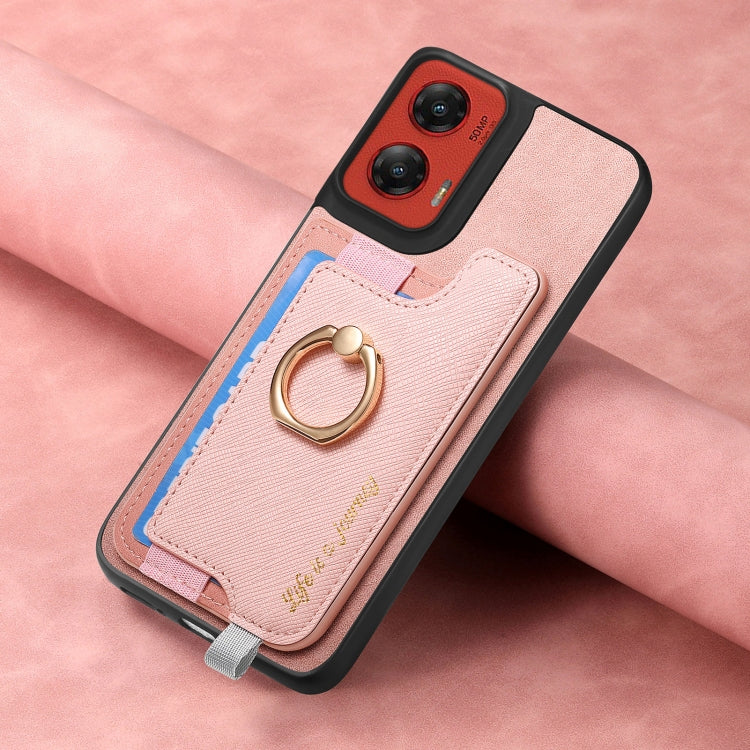 For Motorola Moto G Stylus 5G 2024 Retro Magsafe Cross Leather Ring Holder Card Bag Phone Case