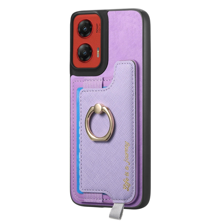 For Motorola Moto G Stylus 5G 2024 Retro Magsafe Cross Leather Ring Holder Card Bag Phone Case