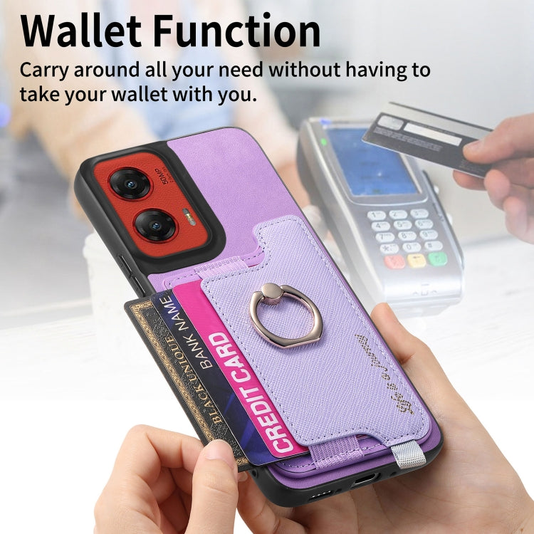 For Motorola Moto G Stylus 5G 2024 Retro Magsafe Cross Leather Ring Holder Card Bag Phone Case
