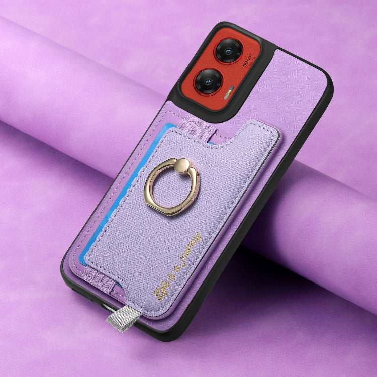 For Motorola Moto G Stylus 5G 2024 Retro Magsafe Cross Leather Ring Holder Card Bag Phone Case