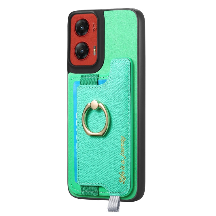 For Motorola Moto G Stylus 5G 2024 Retro Magsafe Cross Leather Ring Holder Card Bag Phone Case