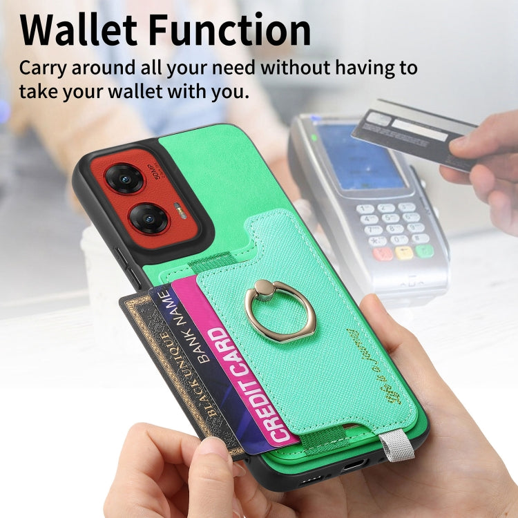 For Motorola Moto G Stylus 5G 2024 Retro Magsafe Cross Leather Ring Holder Card Bag Phone Case