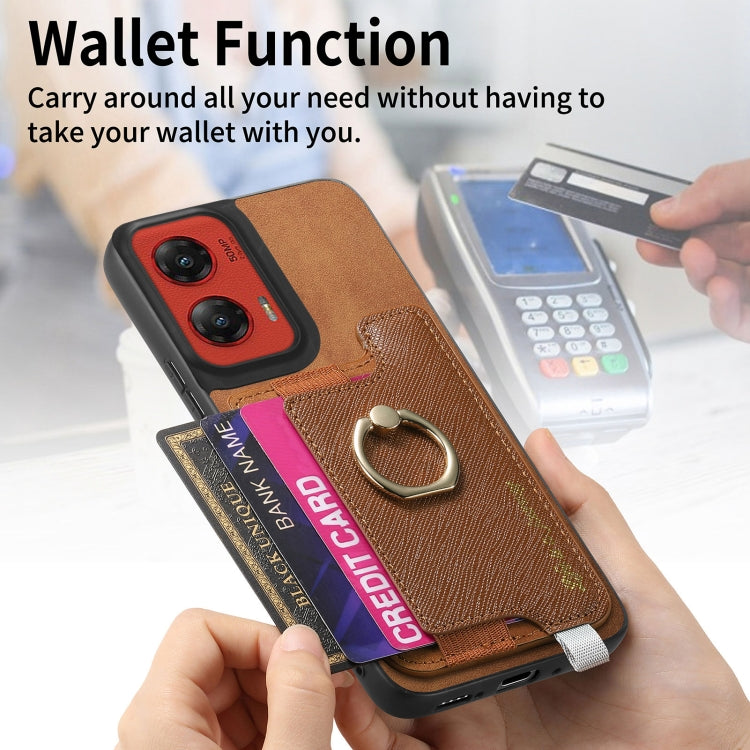 For Motorola Moto G Stylus 5G 2024 Retro Magsafe Cross Leather Ring Holder Card Bag Phone Case