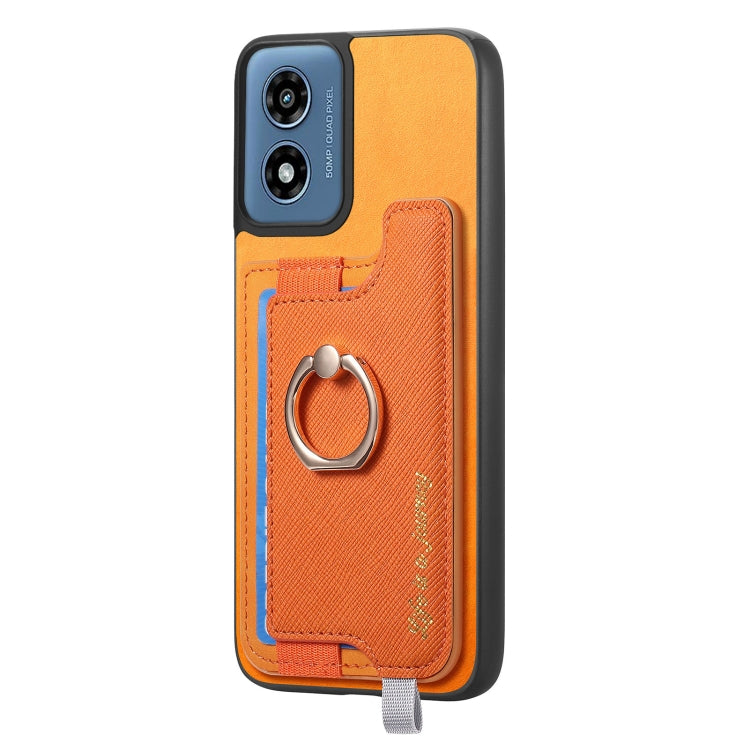 For Motorola Moto G Play 2024 4G Retro Magsafe Cross Leather Ring Holder Card Bag Phone Case