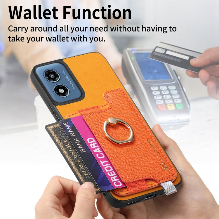 For Motorola Moto G Play 2024 4G Retro Magsafe Cross Leather Ring Holder Card Bag Phone Case