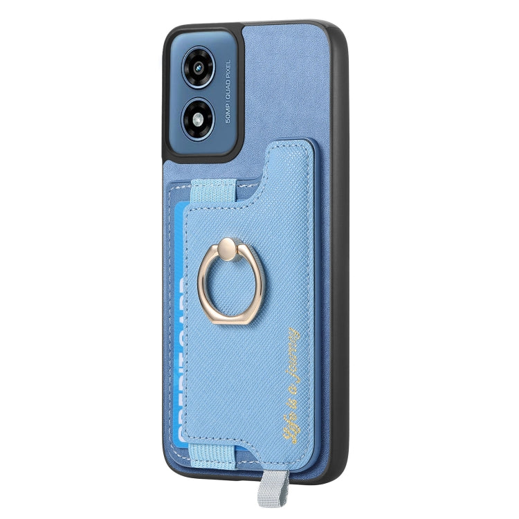For Motorola Moto G Play 2024 4G Retro Magsafe Cross Leather Ring Holder Card Bag Phone Case