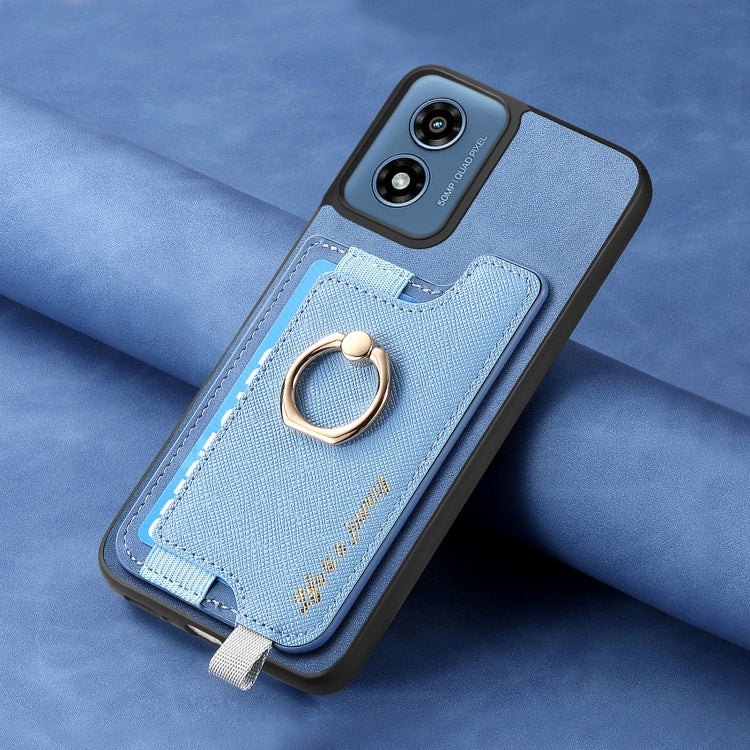 For Motorola Moto G Play 2024 4G Retro Magsafe Cross Leather Ring Holder Card Bag Phone Case