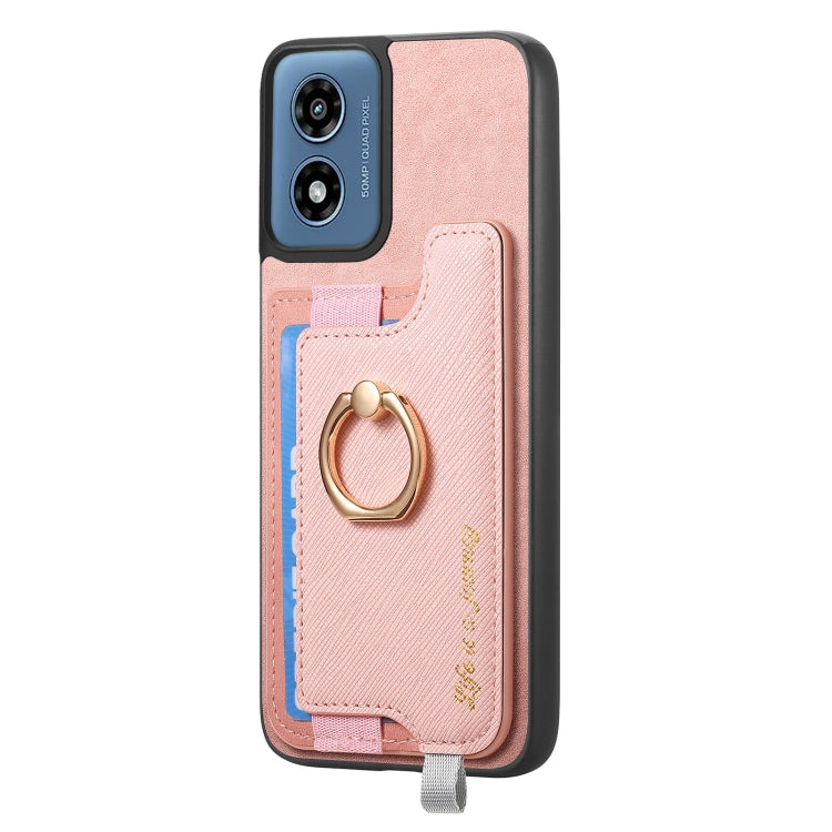 For Motorola Moto G Play 2024 4G Retro Magsafe Cross Leather Ring Holder Card Bag Phone Case